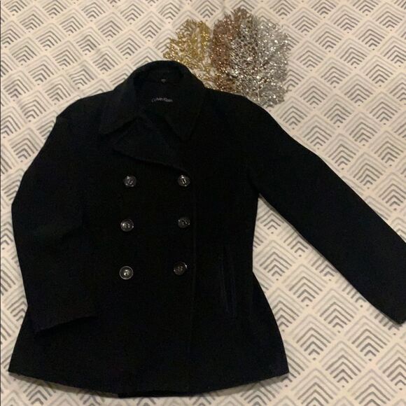 🔥CALVIN Klein Double Breasted Wool Cashmere Pea Coat🔥 - Picture 2 of 11